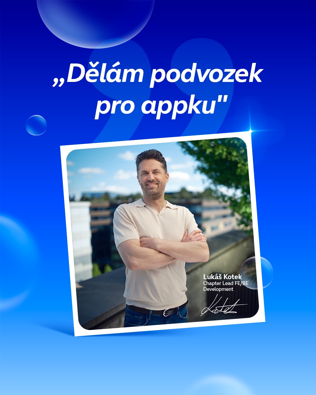 Každá appka potřebuje dobrý základ. Obzvlášť ta, kterou denně používají tisíce lidí. A za každou aplikací stojí konkrétní lidé. 👨‍💻 Lukášův tým vývojářů stojí za tím, co vidíte i za tím, co běží v pozadí Moje O2.

Jak to vypadá v týmu našich vývojářů? Co znamená stand-up meeting, sprint a agilní vývoj? A jaký byl pro Lukáše přechod z malé firmy do korporátu? 👉 Poznejte Lukášův příběh na našem blogu, odkaz v biu.

#o2zije #kolegove #mojeo2 #aplikace #web #pracevpraze #pracevkorporatu #agile
